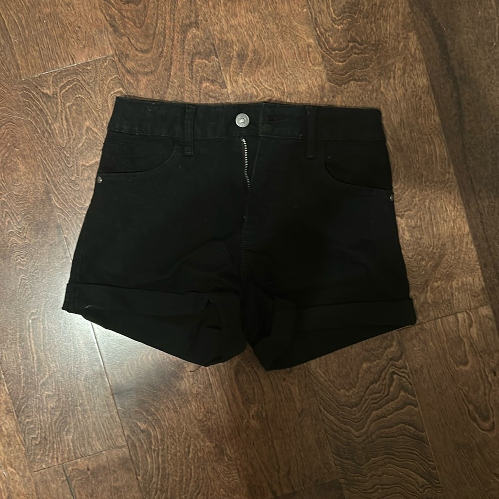 Black high rise jean shorts